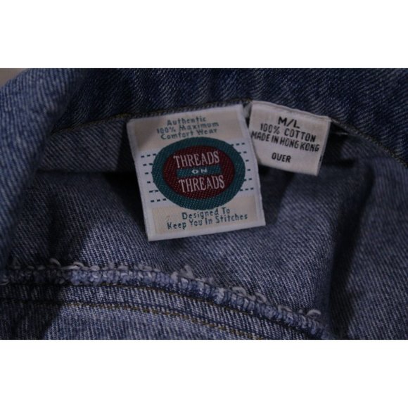 Blue Denim Yellow Vest Metal Floral Embelishment THREADS ON THREADS Size M L - Picture 6 of 6